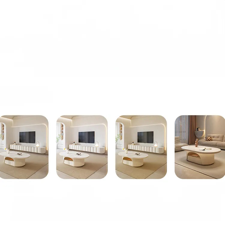 Elegant Marble Coffee Table Set with Sleek Gold Accents - Modern Living Room Centerpiece hfcjp-4011