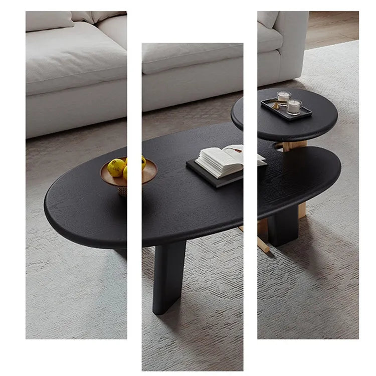 Stylish White Oak Coffee Table with Integrated Side Tray - Perfect for Modern Living Rooms hfcjp-4014