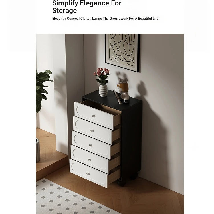 Stylish Solid Wood Pine Multi-Layer Board Cabinet with 5 Drawers - Modern Storage Solution for Home and Office hfgxc-4859