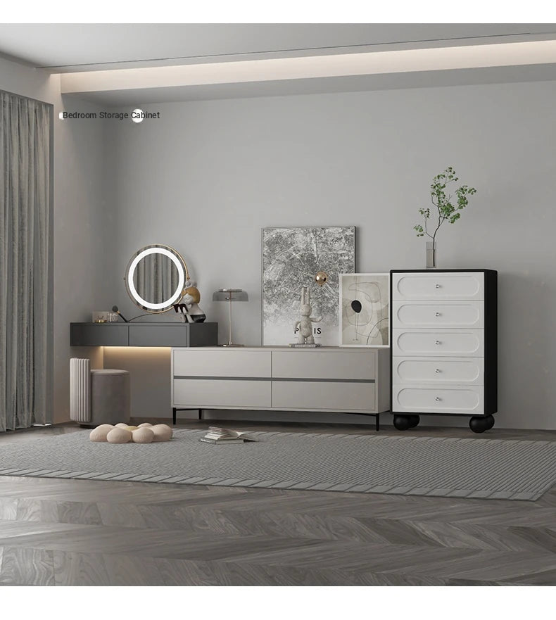 Stylish Solid Wood Pine Multi-Layer Board Cabinet with 5 Drawers - Modern Storage Solution for Home and Office hfgxc-4859