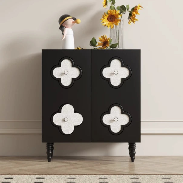 Elegant Solid Wood Cabinet with Multi-layer Board Shell - Stylish Black Design for Modern Homes hfgxc-4861