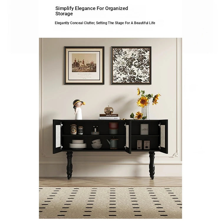 Elegant Solid Wood Cabinet with Multi-layer Board Shell - Stylish Black Design for Modern Homes hfgxc-4861