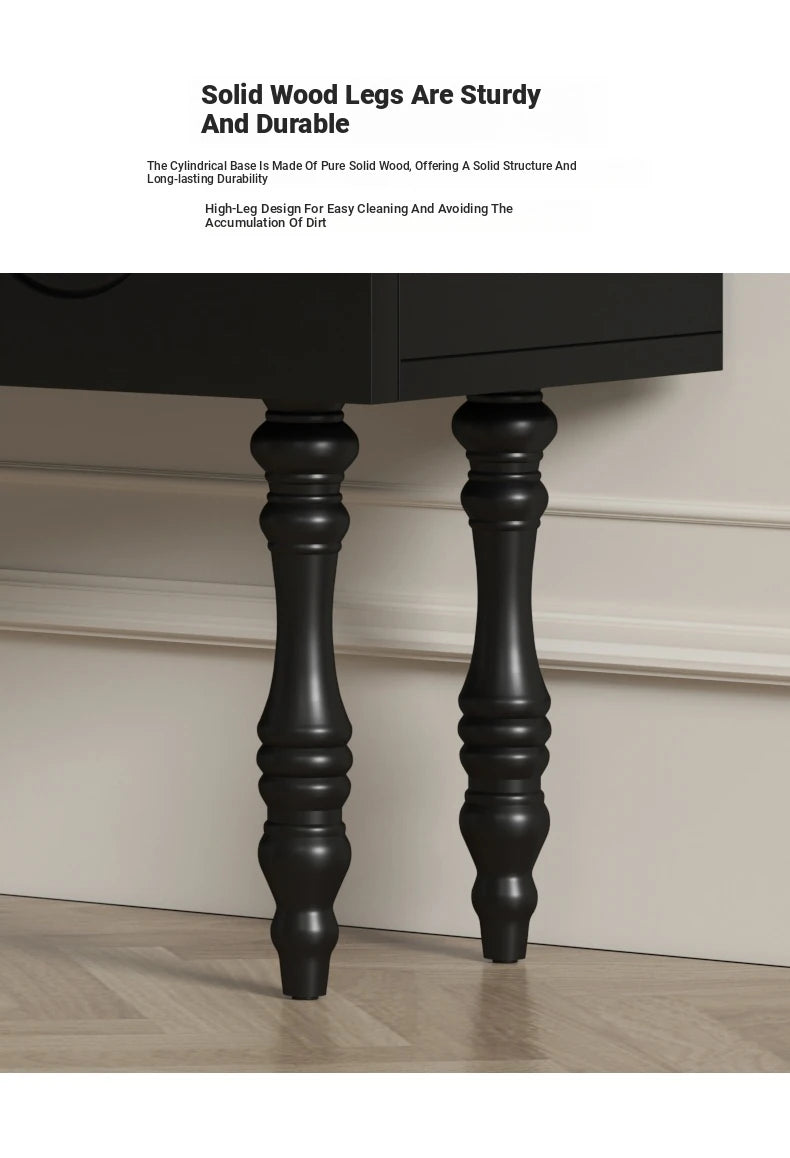 Elegant Solid Wood Cabinet with Multi-layer Board Shell - Stylish Black Design for Modern Homes hfgxc-4861