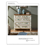 Elegant Pine Wood Finish Cabinet with Floral Design – 4 Drawers Storage Chest for Home Décor hfgxc-4863