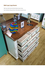 Elegant Pine Wood Finish Cabinet with Floral Design – 4 Drawers Storage Chest for Home Décor hfgxc-4863