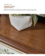 Elegant Pine Wood Finish Cabinet with Floral Design – 4 Drawers Storage Chest for Home Décor hfgxc-4863