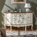 Elegant Pine Density Board Cabinet with Hand-Painted Floral Design – Vintage Storage Solution for Home Decor hfgxc-4864