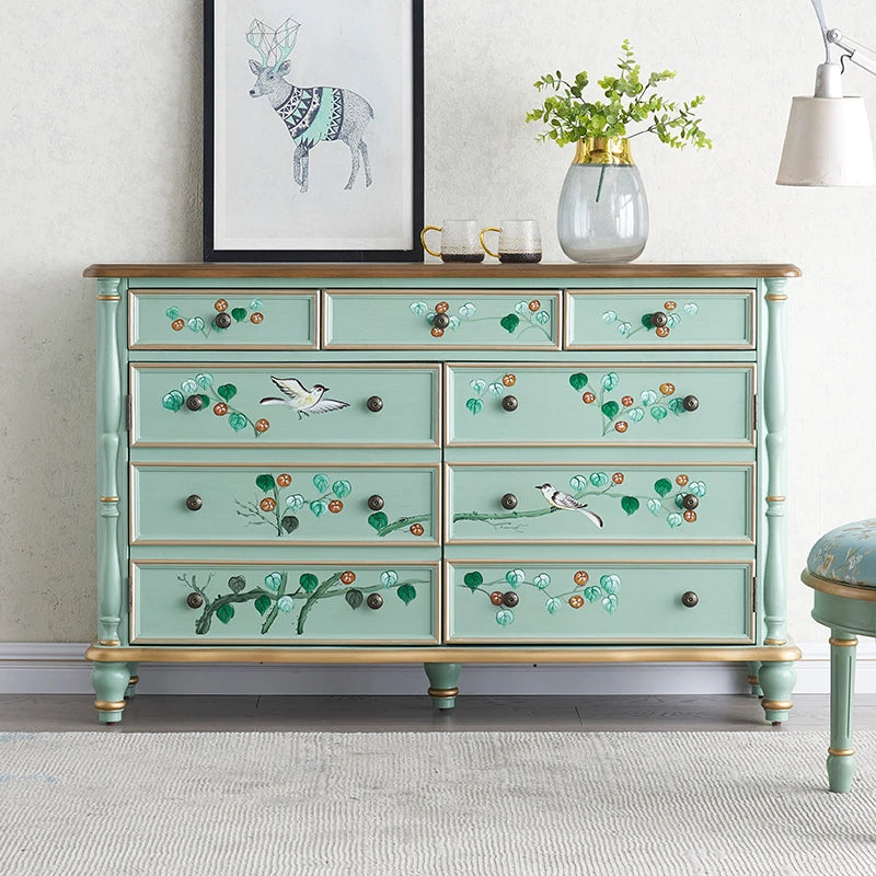 Elegant Pine Density Board Cabinet with Floral Design – Stylish Storage Solution for Home Decor hfgxc-4865
