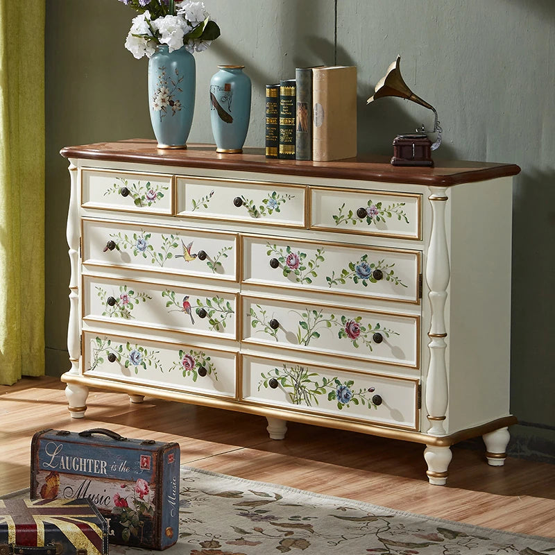 Elegant Pine Density Board Cabinet with Floral Design – Stylish Storage Solution for Home Decor hfgxc-4865