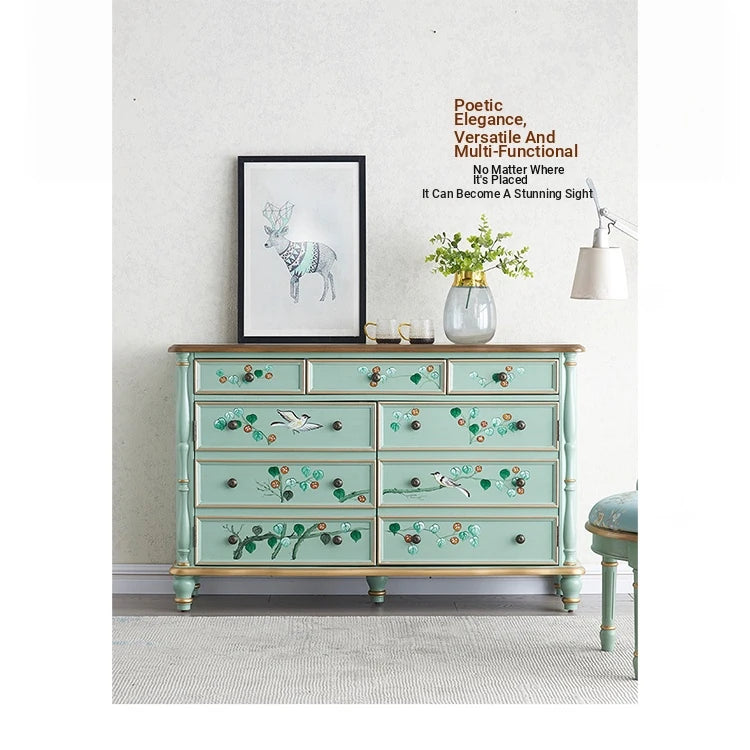 Elegant Pine Density Board Cabinet with Floral Design – Stylish Storage Solution for Home Decor hfgxc-4865