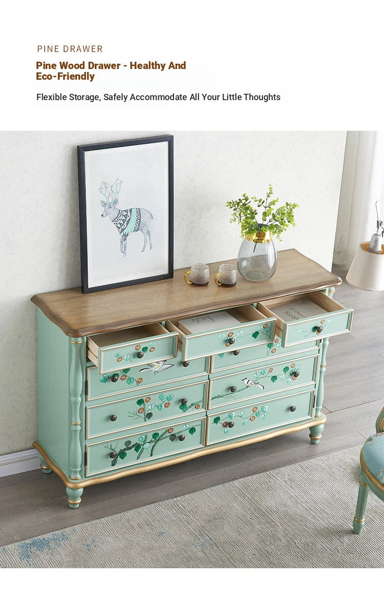 Elegant Pine Density Board Cabinet with Floral Design – Stylish Storage Solution for Home Decor hfgxc-4865