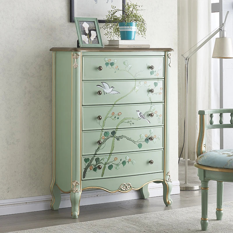 Elegant Pine Density Board Cabinet with Artistic Hand-Painted Design - Perfect Storage Solution for Your Home hfgxc-4866