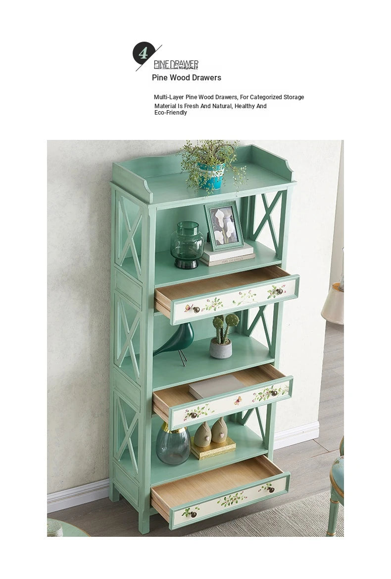 Charming Pine Density Board Cabinet with Floral Accents - Stylish Storage Solution for Any Room hfgxc-4867