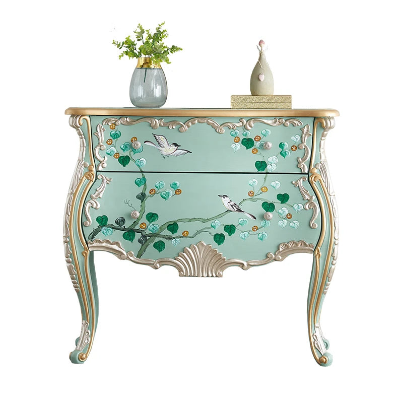 Elegant Pine Density Board Cabinet with Hand-Painted Floral Design - Stylish Storage Solution for Any Room hfgxc-4868