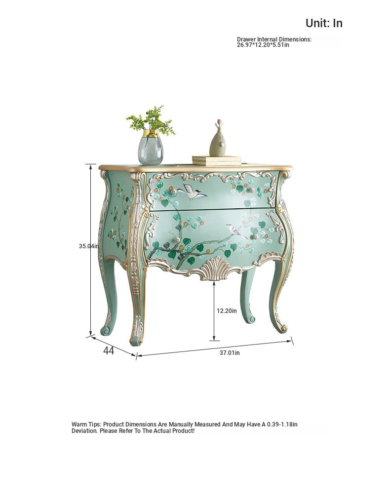Elegant Pine Density Board Cabinet with Hand-Painted Floral Design - Stylish Storage Solution for Any Room hfgxc-4868