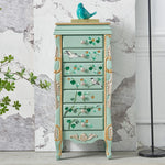 Elegant Vintage Green Cabinet with Decorative Bird and Floral Design – Stylish Storage Solution for Every Room hfgxc-4869