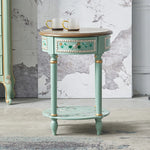 Chic Pine Density Board Tea Table with Elegant Floral Design and Unique Mint Color hfgxc-4870