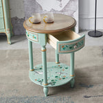 Chic Pine Density Board Tea Table with Elegant Floral Design and Unique Mint Color hfgxc-4870