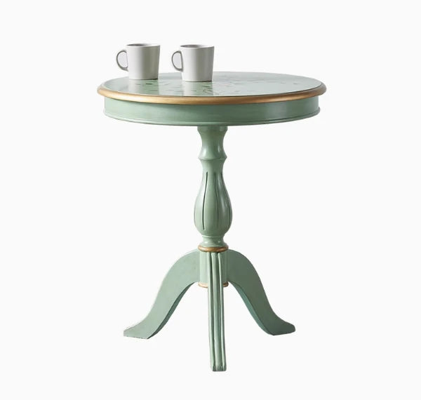 Elegant Mint Green Tea Table with Floral Design - Stylish Density Board Accent Table for Living Room or Lounge hfgxc-4871