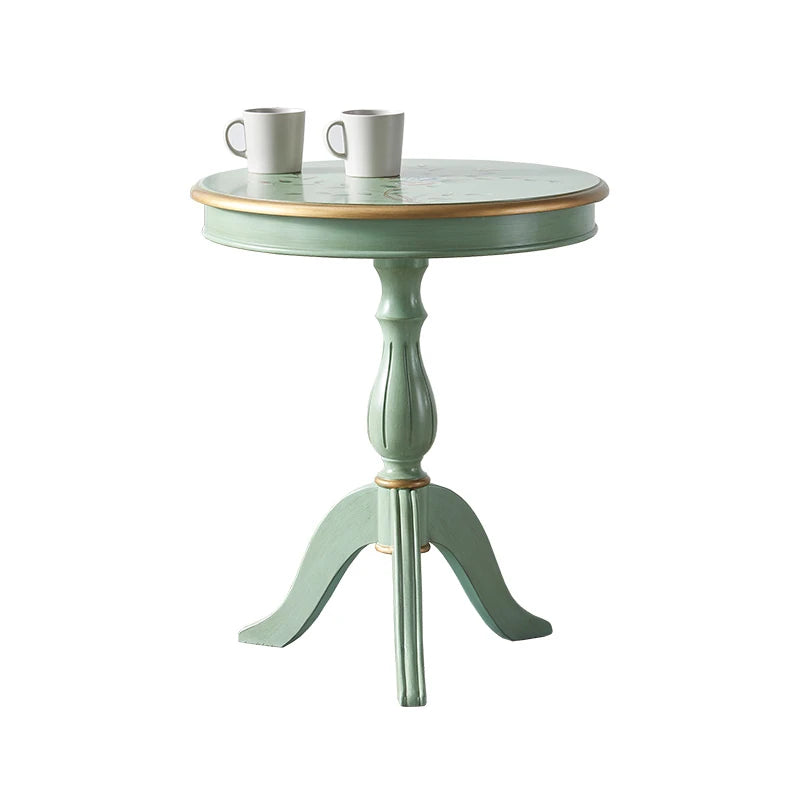 Elegant Mint Green Tea Table with Floral Design - Stylish Density Board Accent Table for Living Room or Lounge hfgxc-4871