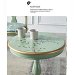 Elegant Mint Green Tea Table with Floral Design - Stylish Density Board Accent Table for Living Room or Lounge hfgxc-4871
