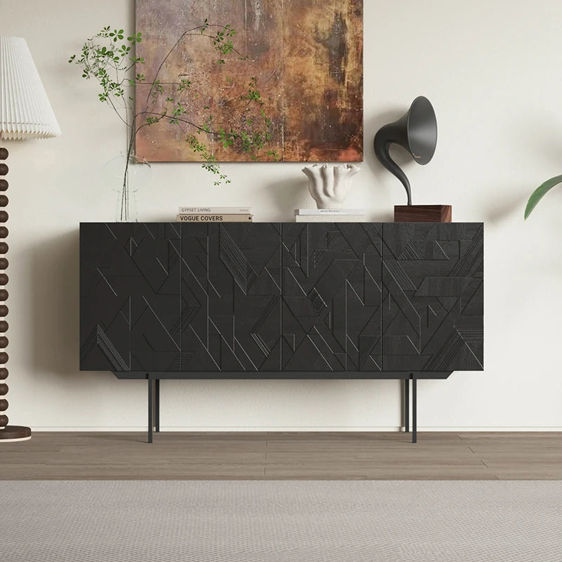 Sleek Modern Cabinet with Geometric Design – Durable Density Board Storage Solution for Stylish Living Spaces hfgxc-4872
