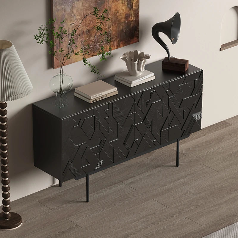 Sleek Modern Cabinet with Geometric Design – Durable Density Board Storage Solution for Stylish Living Spaces hfgxc-4872