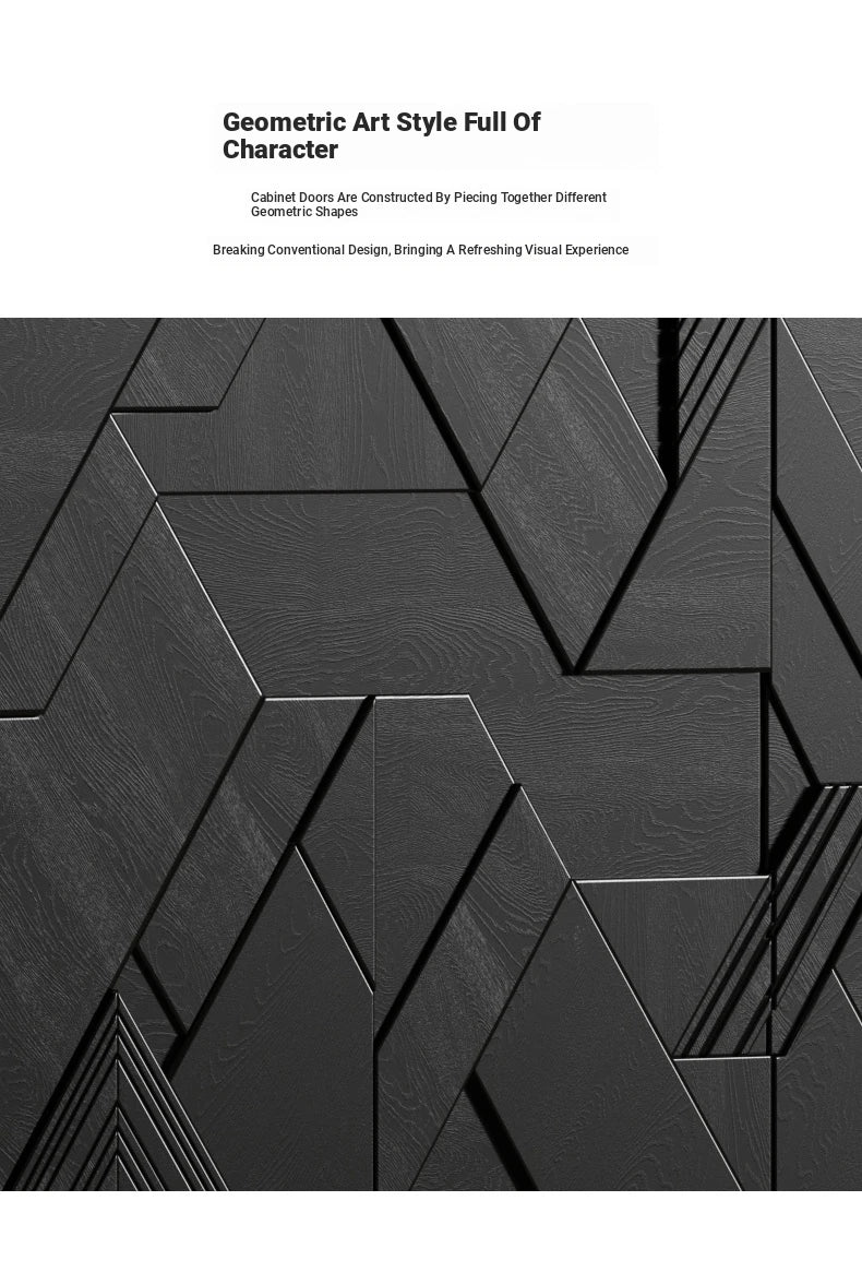 Sleek Modern Cabinet with Geometric Design – Durable Density Board Storage Solution for Stylish Living Spaces hfgxc-4872