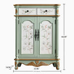 Elegant Floral Design Cabinet - Stylish Storage Solution in Graceful Blue and White Finish hfgxc-4873
