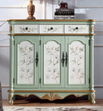 Elegant Floral Design Cabinet - Stylish Storage Solution in Graceful Blue and White Finish hfgxc-4873