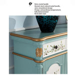 Elegant Floral Design Cabinet - Stylish Storage Solution in Graceful Blue and White Finish hfgxc-4873