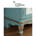 Elegant Floral Design Cabinet - Stylish Storage Solution in Graceful Blue and White Finish hfgxc-4873