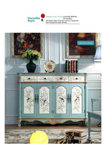 Elegant Floral Design Cabinet - Stylish Storage Solution in Graceful Blue and White Finish hfgxc-4873