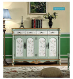 Elegant Floral Design Cabinet - Stylish Storage Solution in Graceful Blue and White Finish hfgxc-4873