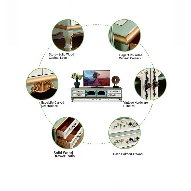 Elegant Birch Density Board TV Cabinet with Floral Design – Stylish Living Room Storage Solution hfgxc-4874