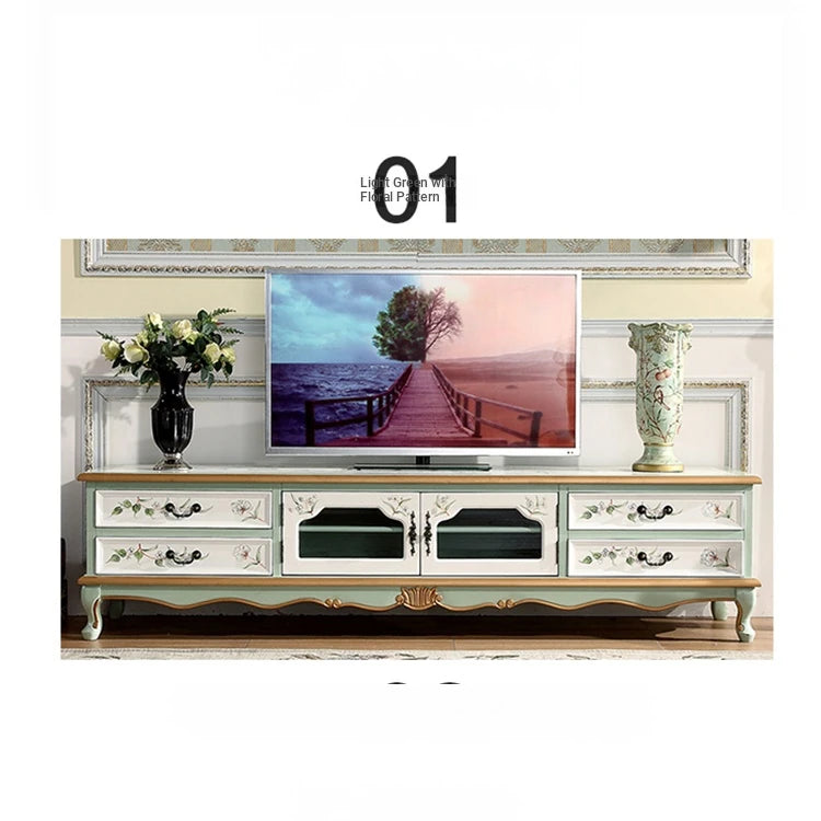 Elegant Birch Density Board TV Cabinet with Floral Design – Stylish Living Room Storage Solution hfgxc-4874