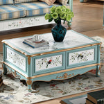 Elegant Antique-Style Tea Table with Bird Design – Birch Density Board Coffee Table for Living Room Decor hfgxc-4875
