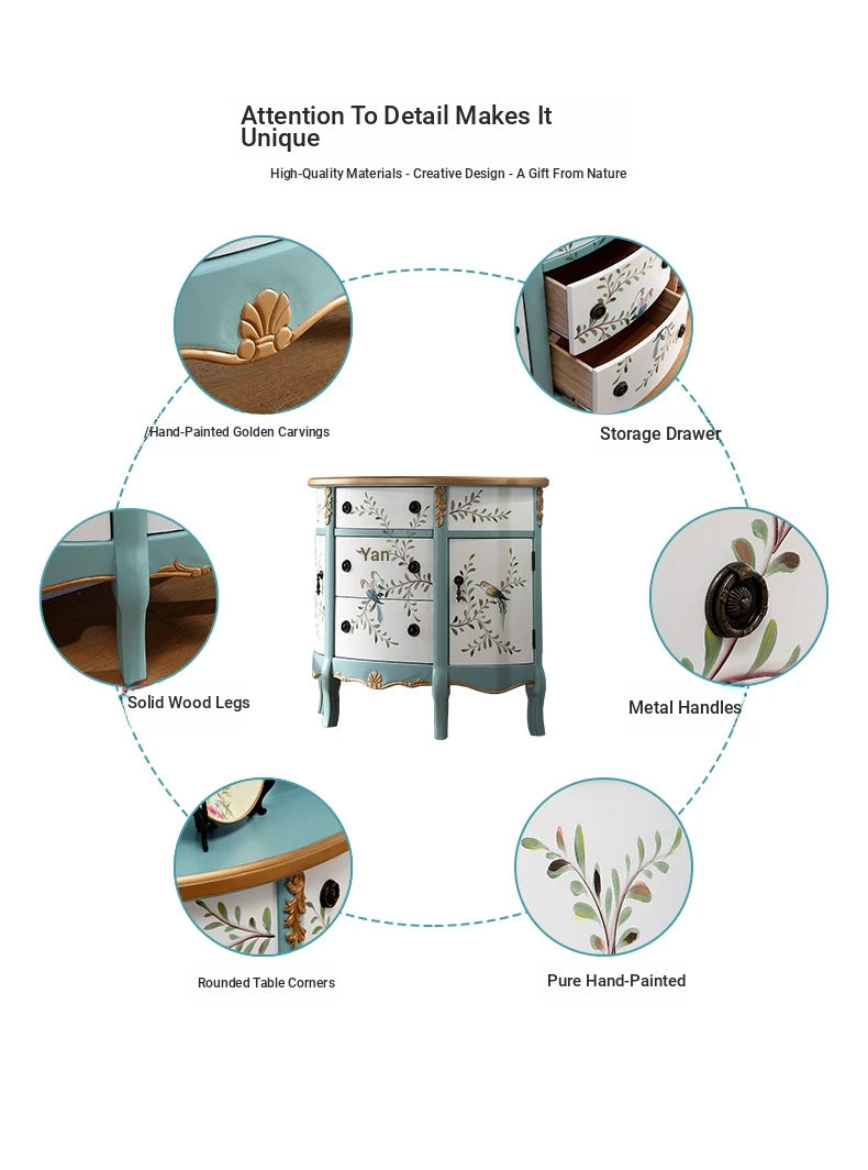 Charming Floral-Decorated Cabinet with Spacious Drawers - Stylish Density Board Storage Solution for Home Décor hfgxc-4877
