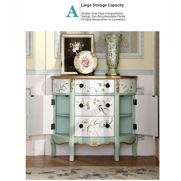 Charming Floral-Decorated Cabinet with Spacious Drawers - Stylish Density Board Storage Solution for Home Décor hfgxc-4877