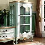 Elegant Solid Wood Display Cabinet with Glass Doors and Floral Design - Perfect for Home Decor hfgxc-4878