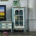 Elegant Solid Wood Display Cabinet with Glass Doors and Floral Design - Perfect for Home Decor hfgxc-4878