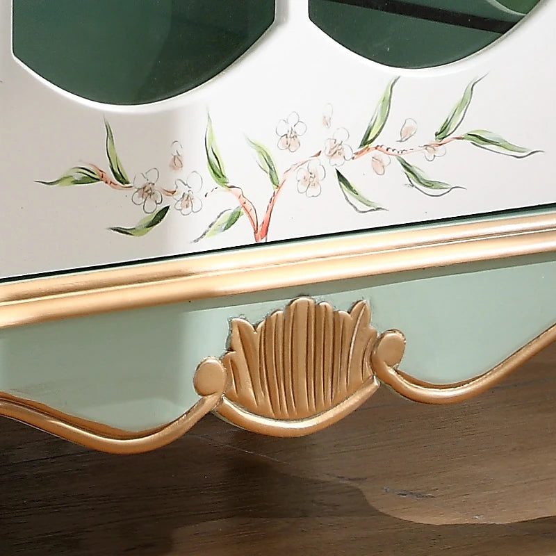 Elegant Solid Wood Display Cabinet with Glass Doors and Floral Design - Perfect for Home Decor hfgxc-4878