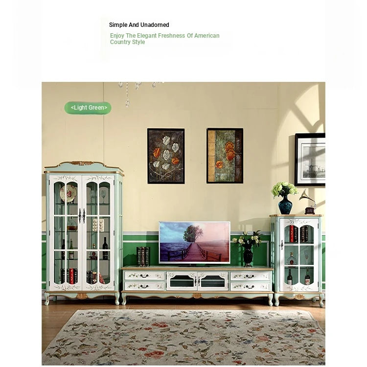 Elegant Solid Wood Display Cabinet with Glass Doors and Floral Design - Perfect for Home Decor hfgxc-4878