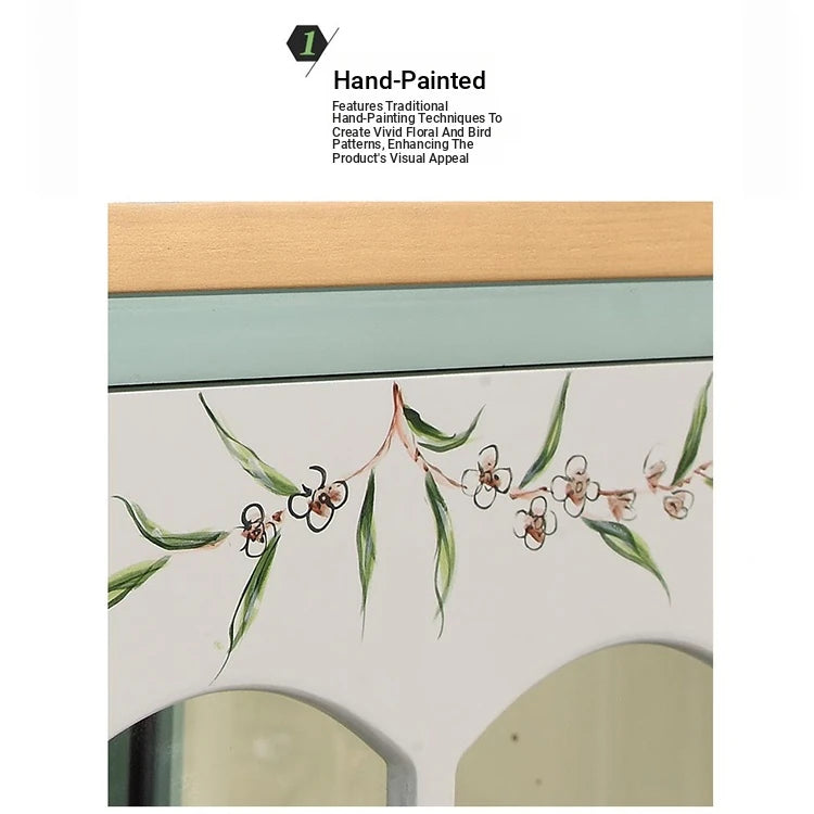 Elegant Solid Wood Display Cabinet with Glass Doors and Floral Design - Perfect for Home Decor hfgxc-4878