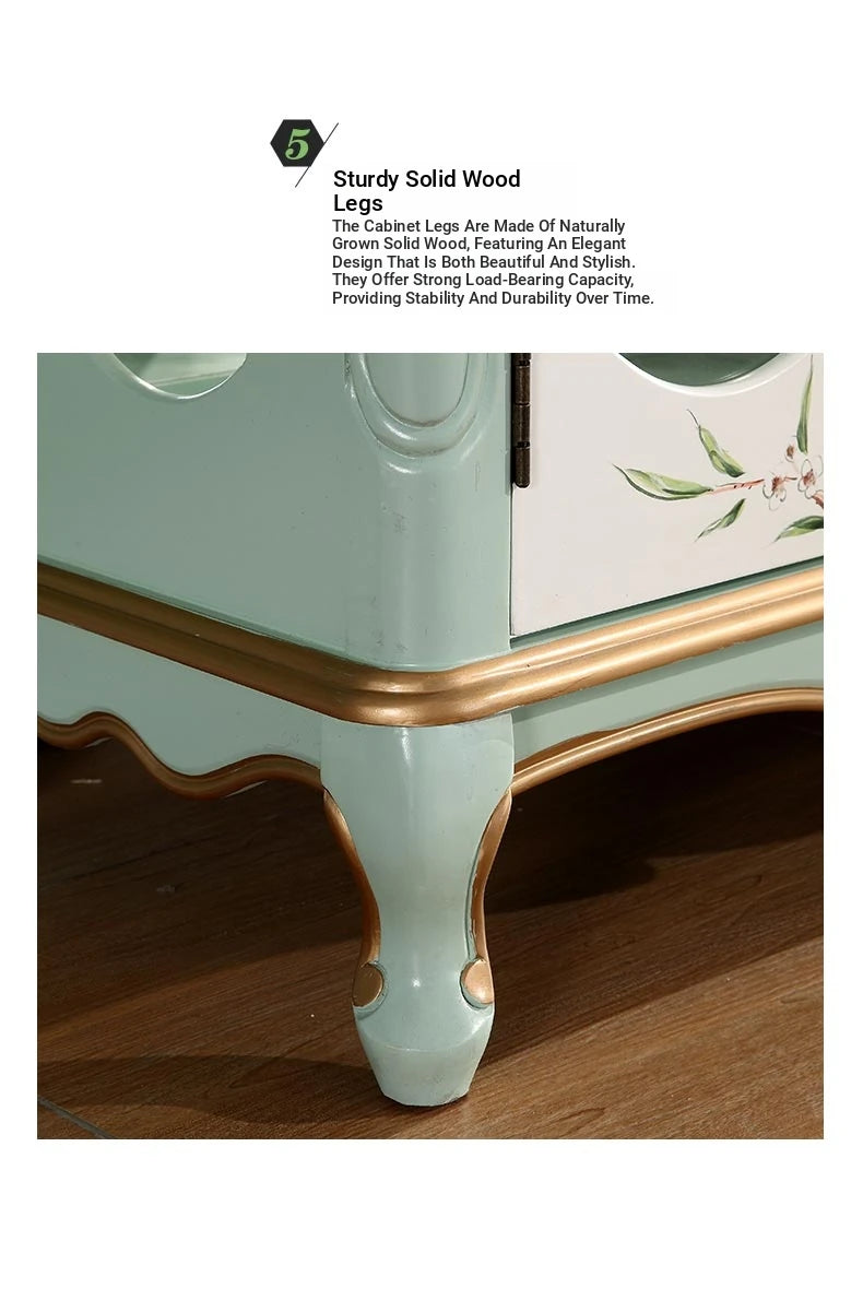Elegant Solid Wood Display Cabinet with Glass Doors and Floral Design - Perfect for Home Decor hfgxc-4878