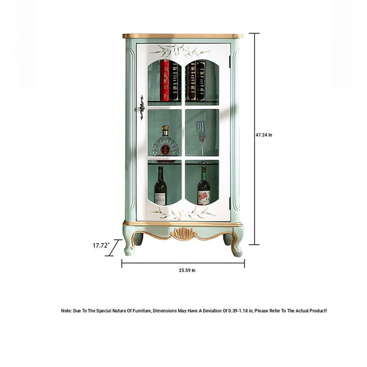 Elegant Solid Wood Display Cabinet with Glass Doors and Floral Design - Perfect for Home Decor hfgxc-4878