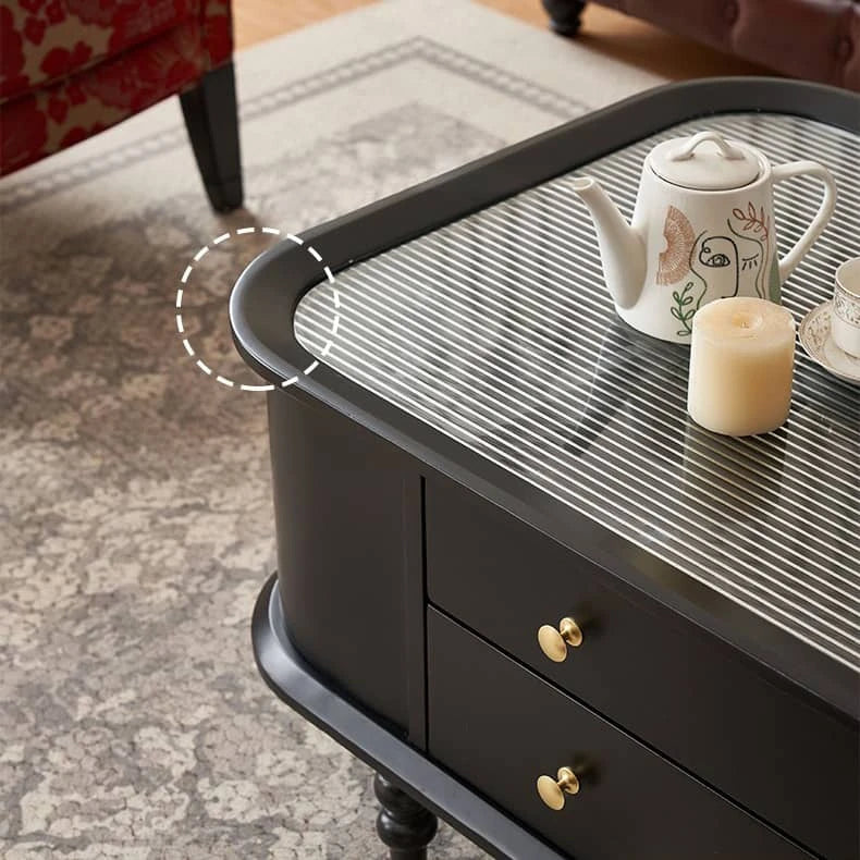 Stylish Beech Wood & Glass Tea Table with Storage - Elegant Living Room Centerpiece hgl-4339