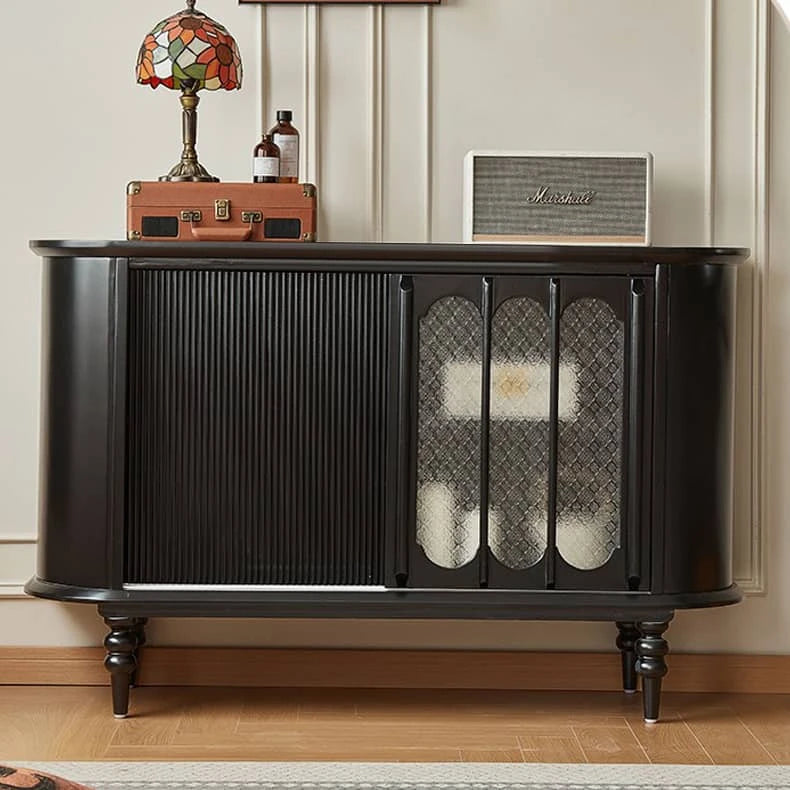 Vintage Elegance: Beech Wood and Glass Cabinet with Intricate Design hgl-4341