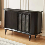 Vintage Elegance: Beech Wood and Glass Cabinet with Intricate Design hgl-4341