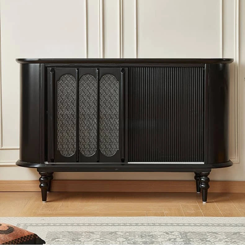 Vintage Elegance: Beech Wood and Glass Cabinet with Intricate Design hgl-4341